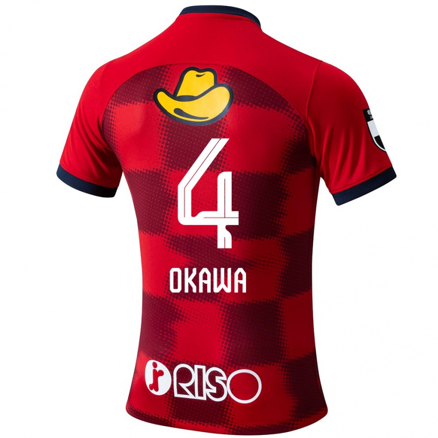 Niño Fútbol Camiseta Yugo Okawa #4 Rojo Azul Blanco 1ª Equipación 2024/25