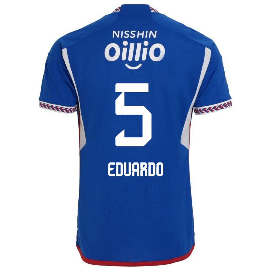 Niño Fútbol Camiseta Eduardo #5 Azul Blanco Rojo 1ª Equipación 2024/25