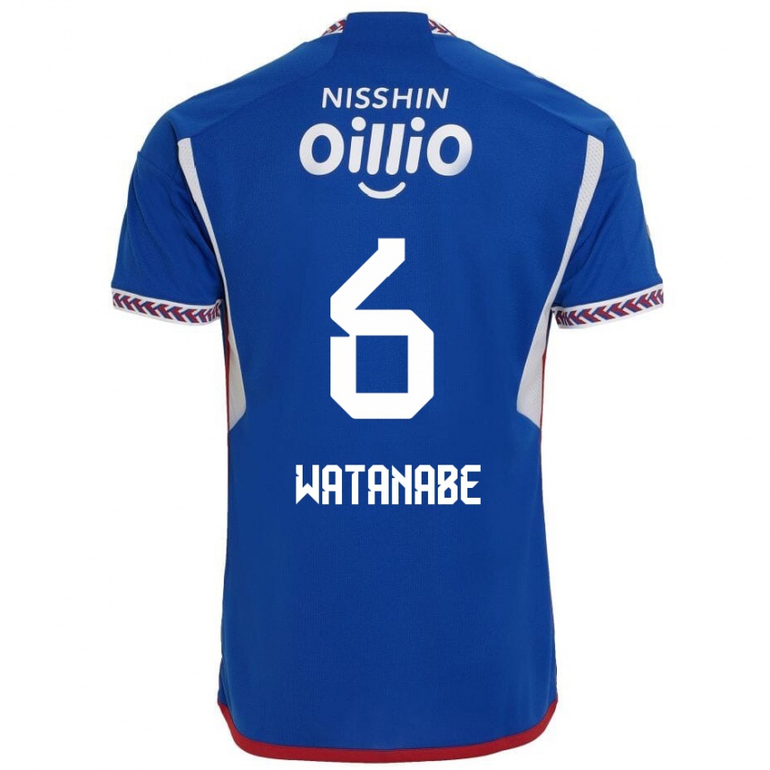 Niño Fútbol Camiseta Kota Watanabe #6 Azul Blanco Rojo 1ª Equipación 2024/25