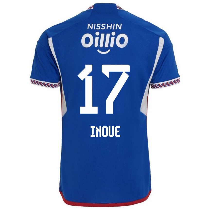 Niño Fútbol Camiseta Kenta Inoue #17 Azul Blanco Rojo 1ª Equipación 2024/25