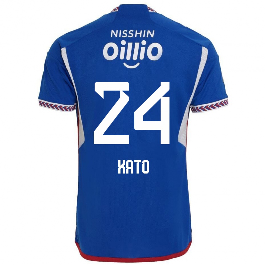 Niño Fútbol Camiseta Hijiri Kato #24 Azul Blanco Rojo 1ª Equipación 2024/25