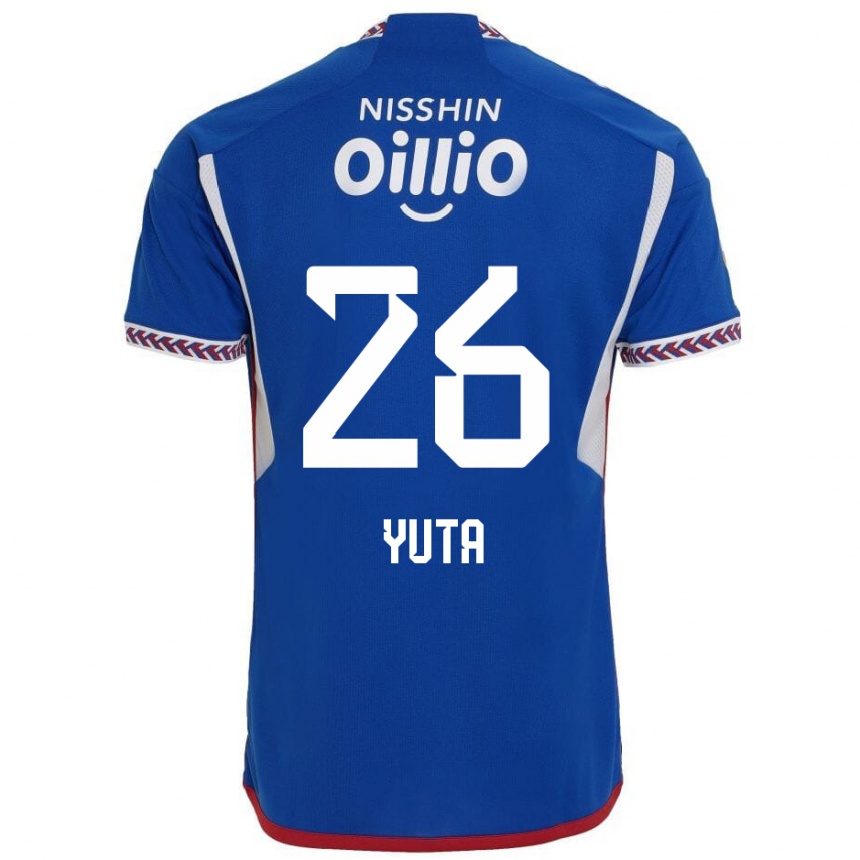 Niño Fútbol Camiseta Yuta Koike #26 Azul Blanco Rojo 1ª Equipación 2024/25