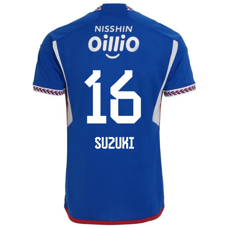 Niño Fútbol Camiseta Kai Suzuki #16 Azul Blanco Rojo 1ª Equipación 2024/25