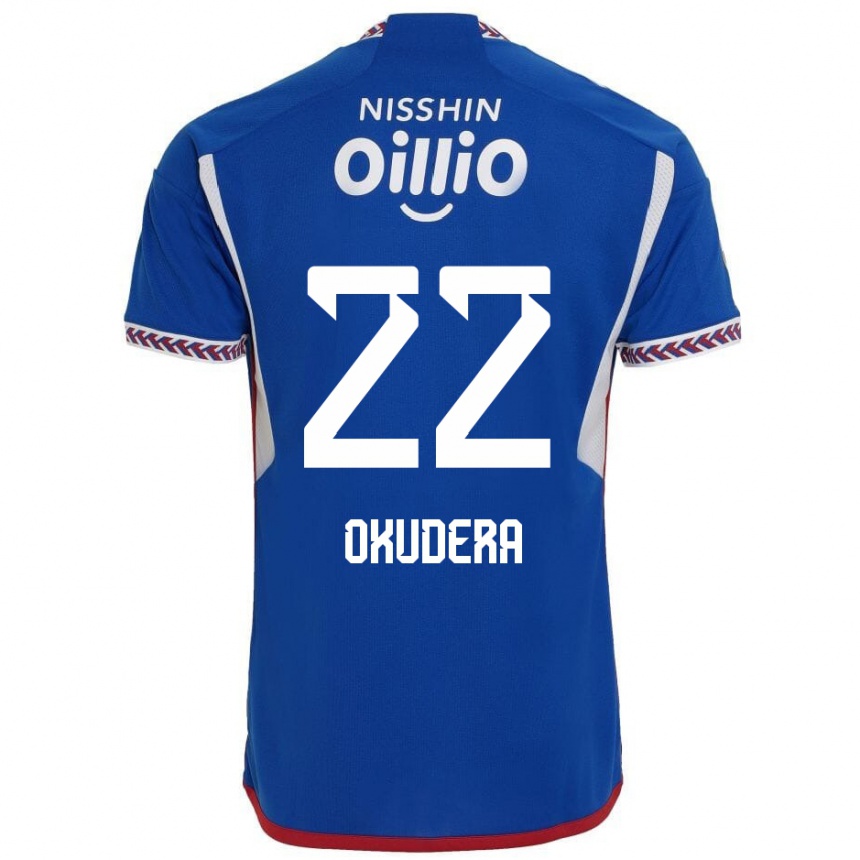 Niño Fútbol Camiseta Minato Okudera #22 Azul Blanco Rojo 1ª Equipación 2024/25