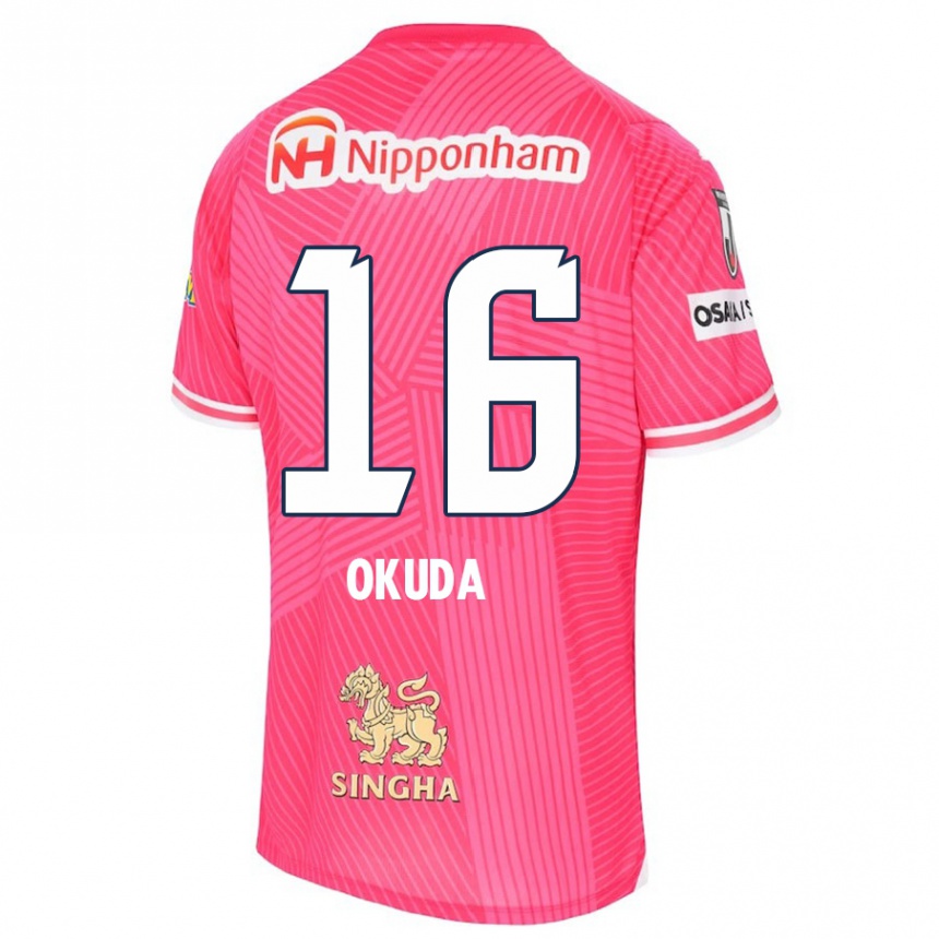 Niño Fútbol Camiseta Hayato Okuda #16 Rosa Blanco 1ª Equipación 2024/25