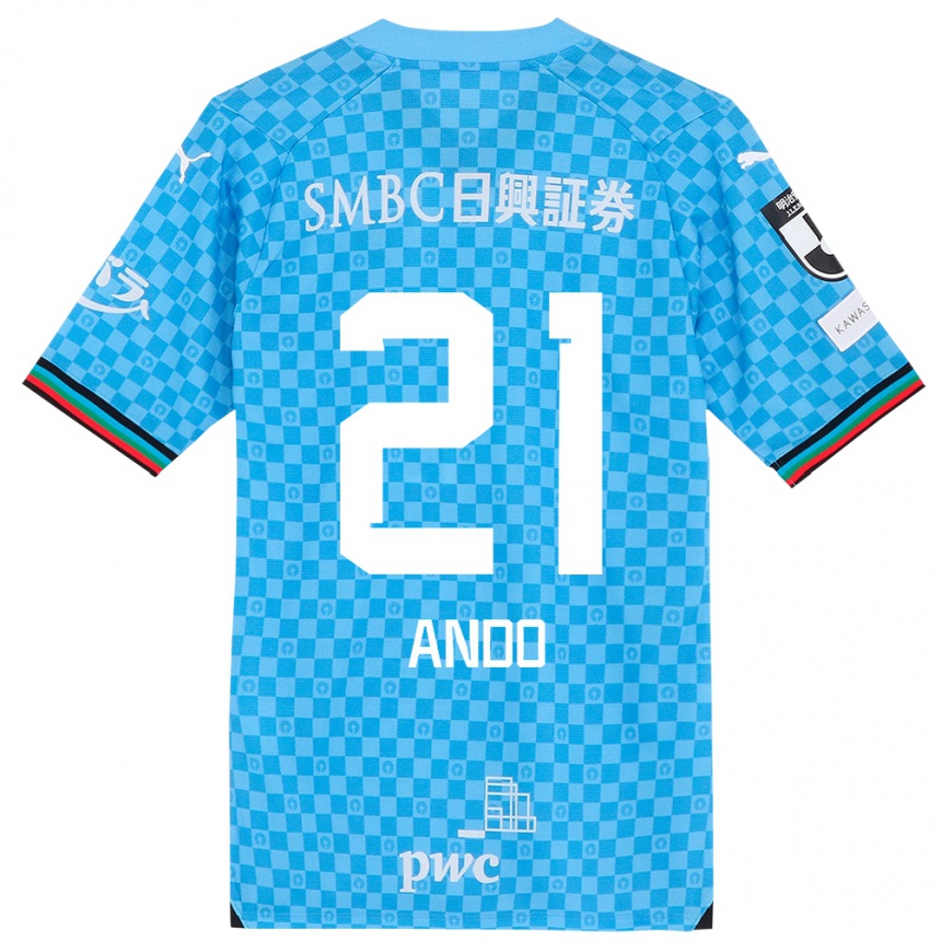 Niño Fútbol Camiseta Shunsuke Ando #21 Azul Celeste 1ª Equipación 2024/25