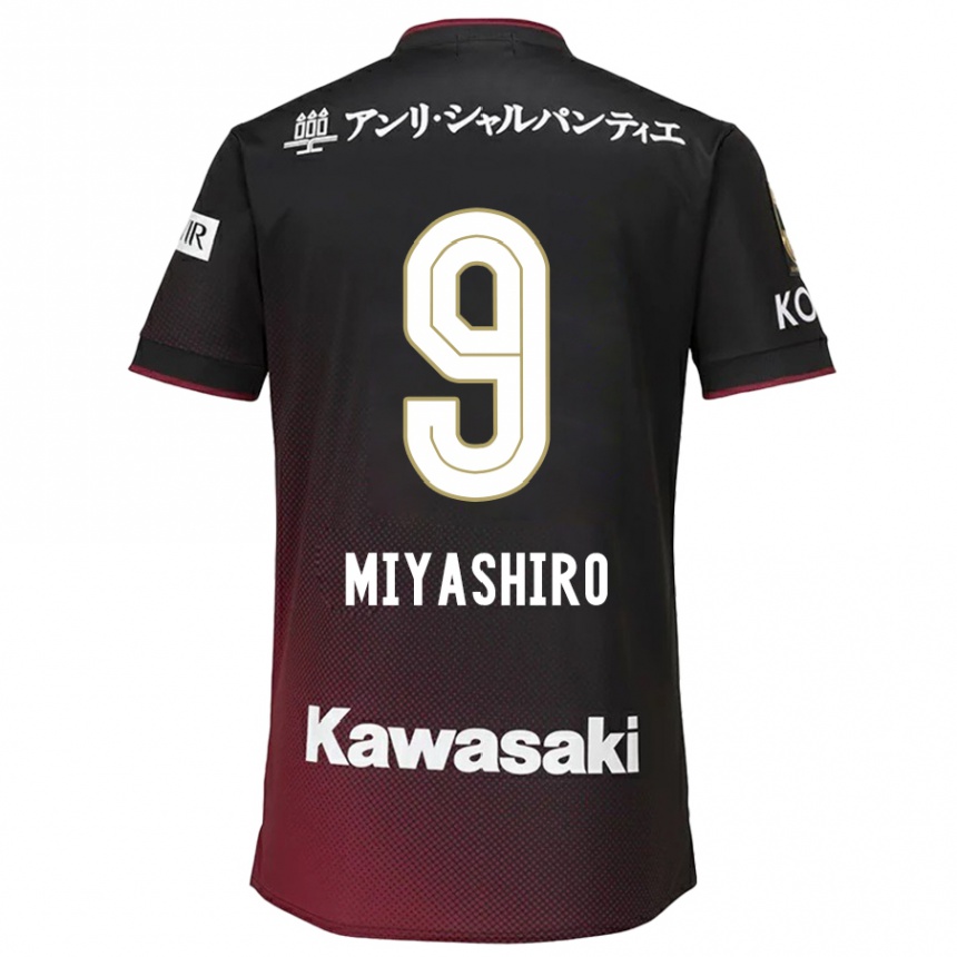 Niño Fútbol Camiseta Taisei Miyashiro #9 Negro Rojo 1ª Equipación 2024/25