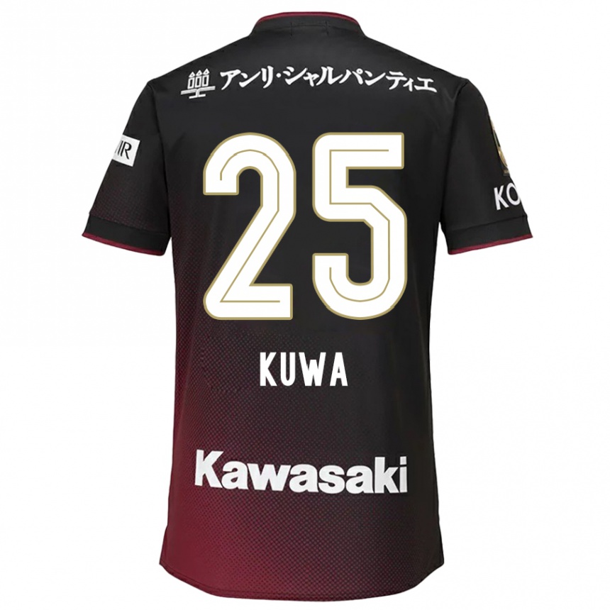 Niño Fútbol Camiseta Yuya Kuwasaki #25 Negro Rojo 1ª Equipación 2024/25