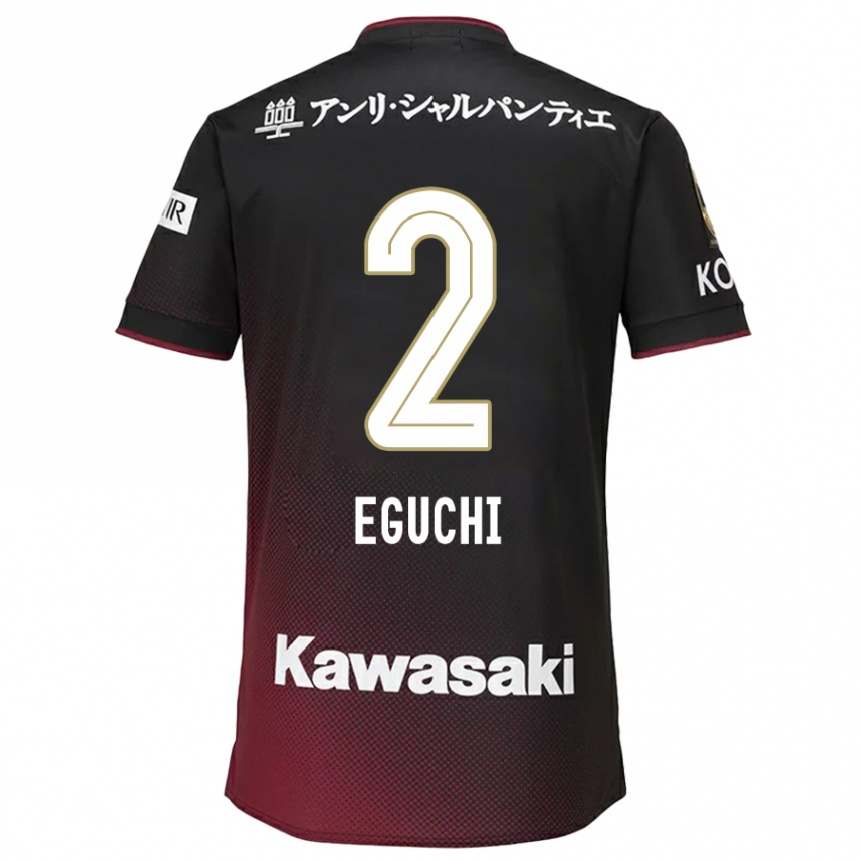 Niño Fútbol Camiseta Takuma Eguchi #2 Negro Rojo 1ª Equipación 2024/25