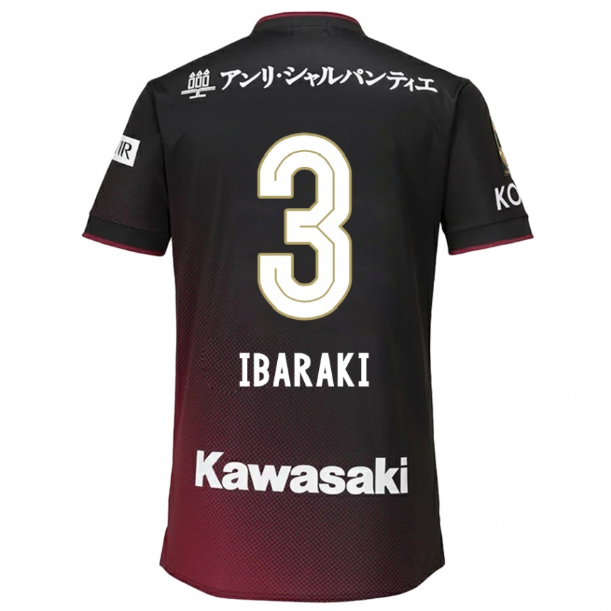 Niño Fútbol Camiseta Riku Ibaraki #3 Negro Rojo 1ª Equipación 2024/25