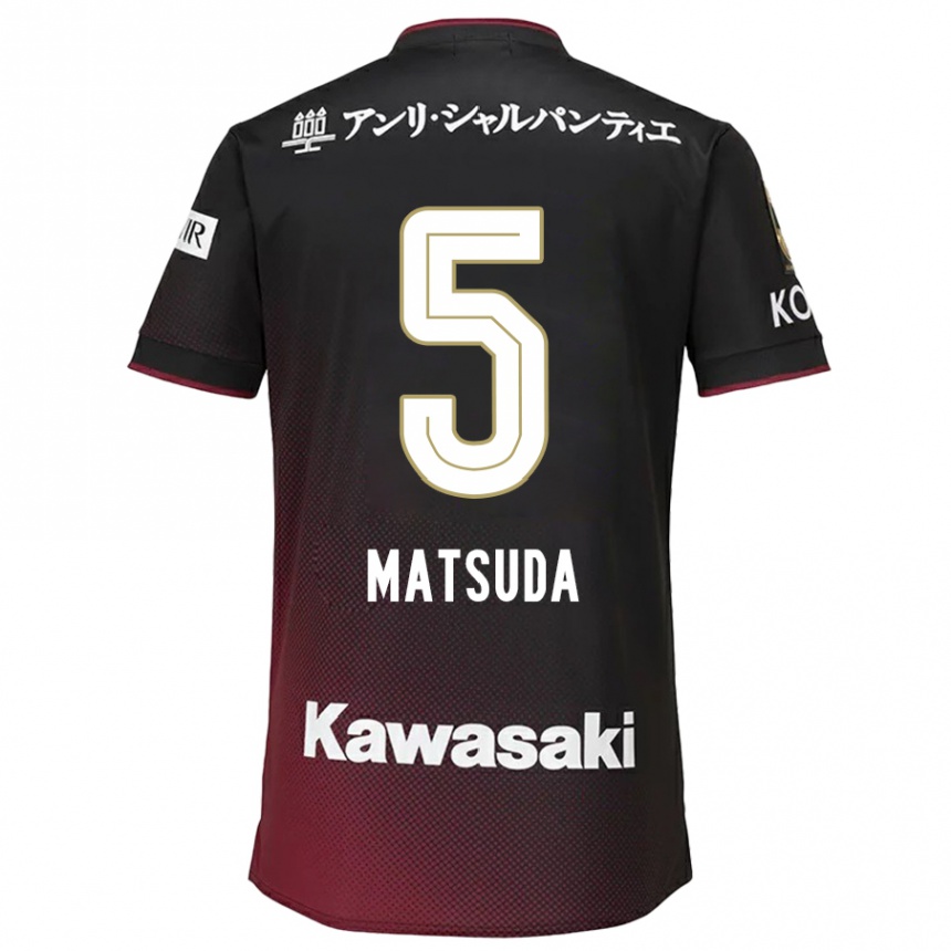 Niño Fútbol Camiseta Shido Matsuda #5 Negro Rojo 1ª Equipación 2024/25