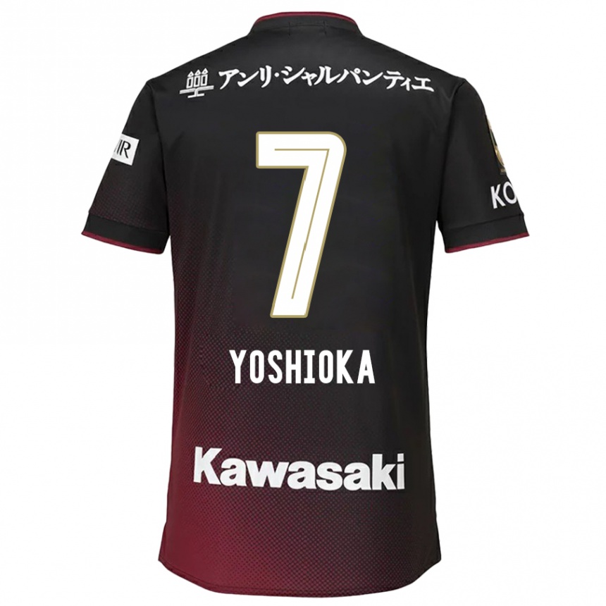 Niño Fútbol Camiseta Ran Yoshioka #7 Negro Rojo 1ª Equipación 2024/25