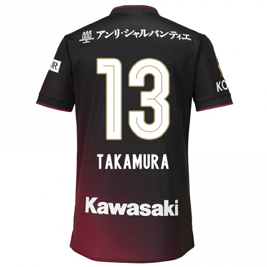 Niño Fútbol Camiseta Tokiya Takamura #13 Negro Rojo 1ª Equipación 2024/25