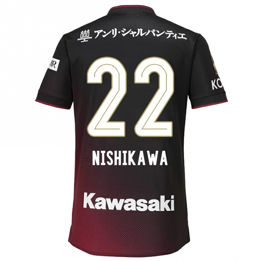 Niño Fútbol Camiseta Aiku Nishikawa #22 Negro Rojo 1ª Equipación 2024/25