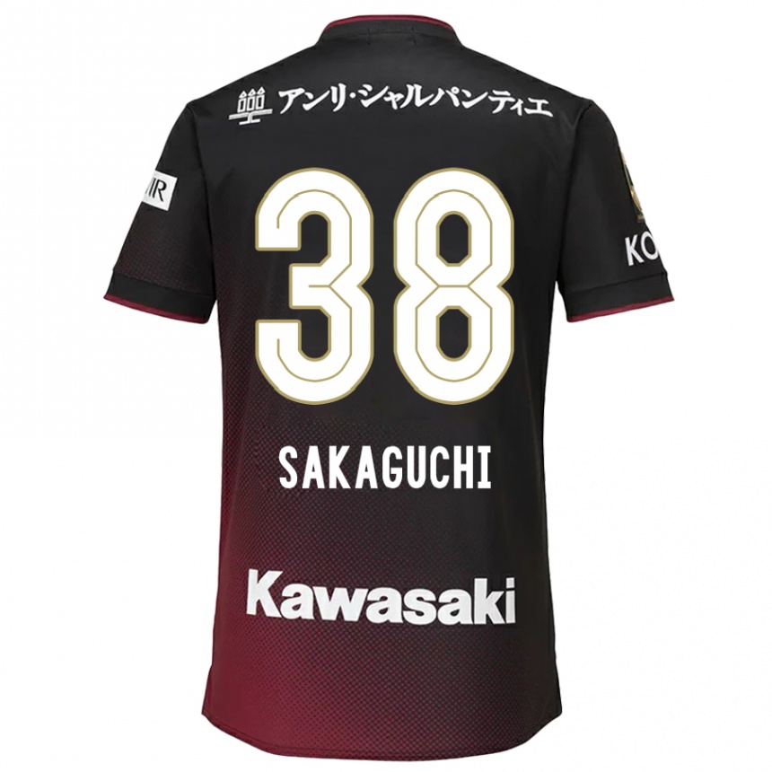 Niño Fútbol Camiseta Yuki Sakaguchi #38 Negro Rojo 1ª Equipación 2024/25