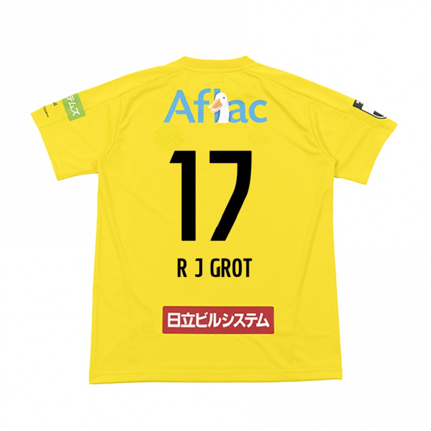 Niño Fútbol Camiseta Jay-Roy Grot #17 Amarillo Negro 1ª Equipación 2024/25