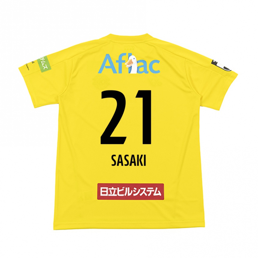 Niño Fútbol Camiseta Masato Sasaki #21 Amarillo Negro 1ª Equipación 2024/25