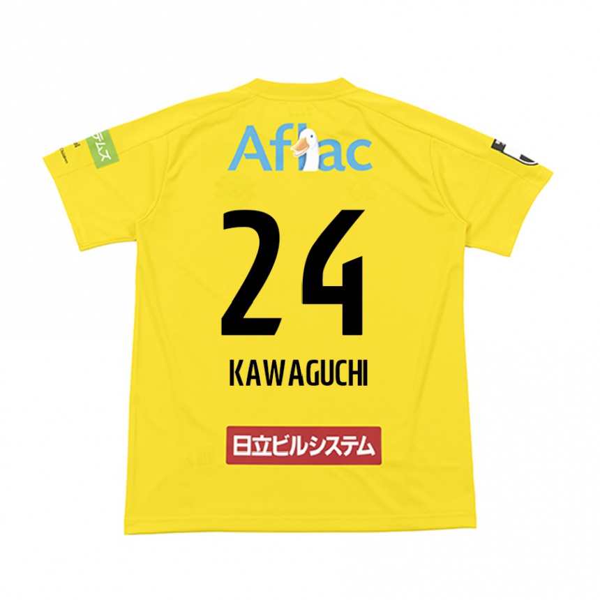 Niño Fútbol Camiseta Naoki Kawaguchi #24 Amarillo Negro 1ª Equipación 2024/25