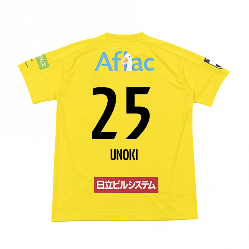 Niño Fútbol Camiseta Fumiya Unoki #25 Amarillo Negro 1ª Equipación 2024/25