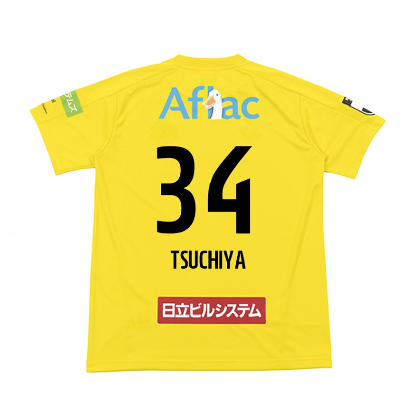 Niño Fútbol Camiseta Takumi Tsuchiya #34 Amarillo Negro 1ª Equipación 2024/25