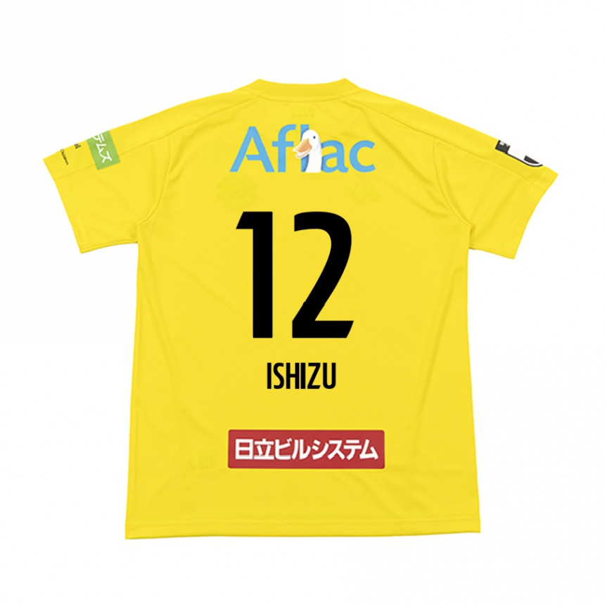 Niño Fútbol Camiseta Kazuki Ishizu #12 Amarillo Negro 1ª Equipación 2024/25