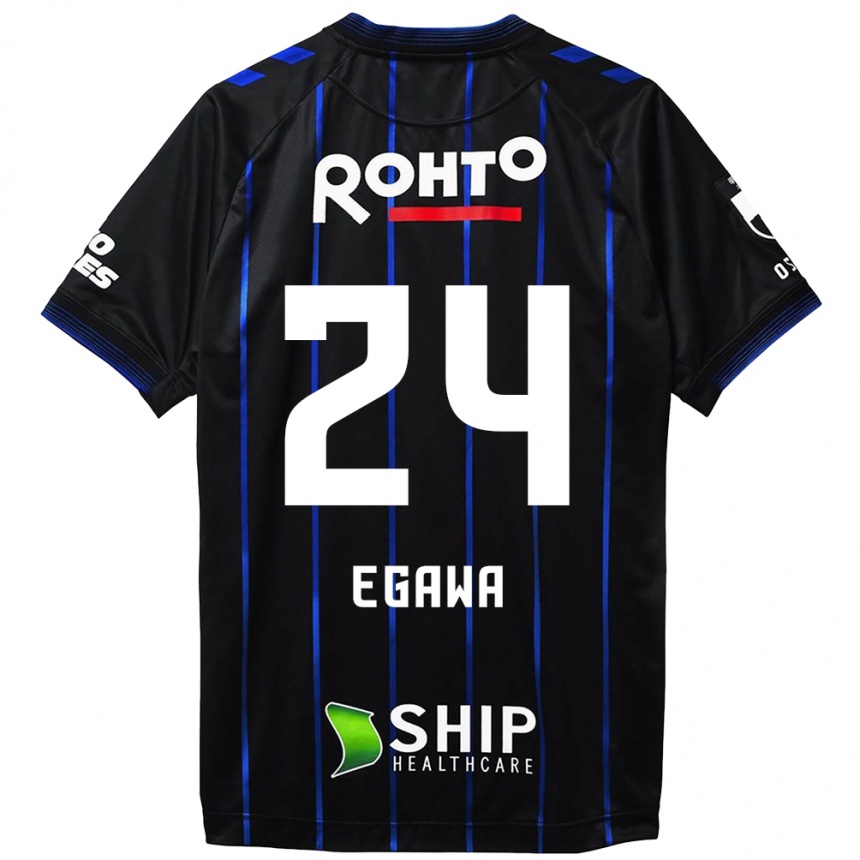 Niño Fútbol Camiseta Yusei Egawa #24 Azul Negro 1ª Equipación 2024/25