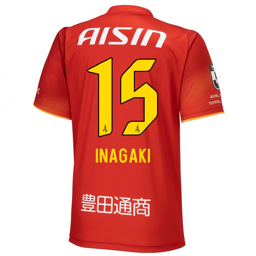 Niño Fútbol Camiseta Sho Inagaki #15 Rojo Blanco Amarillo 1ª Equipación 2024/25