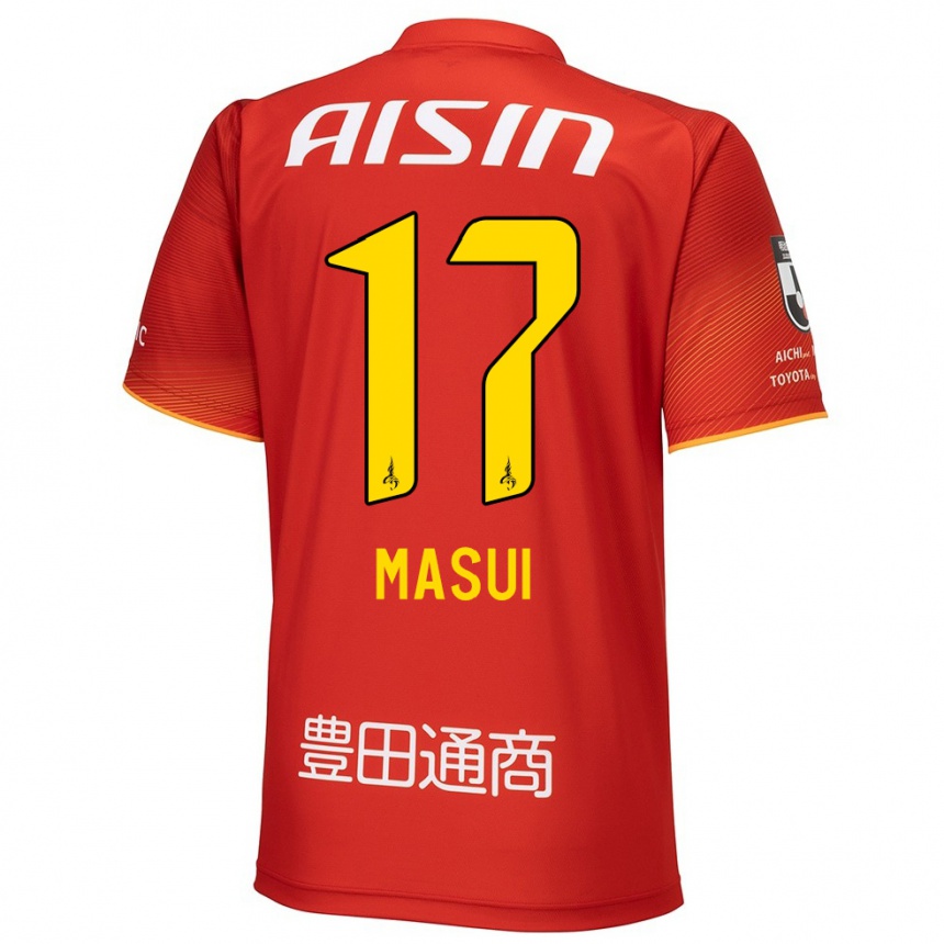 Niño Fútbol Camiseta Ken Masui #17 Rojo Blanco Amarillo 1ª Equipación 2024/25