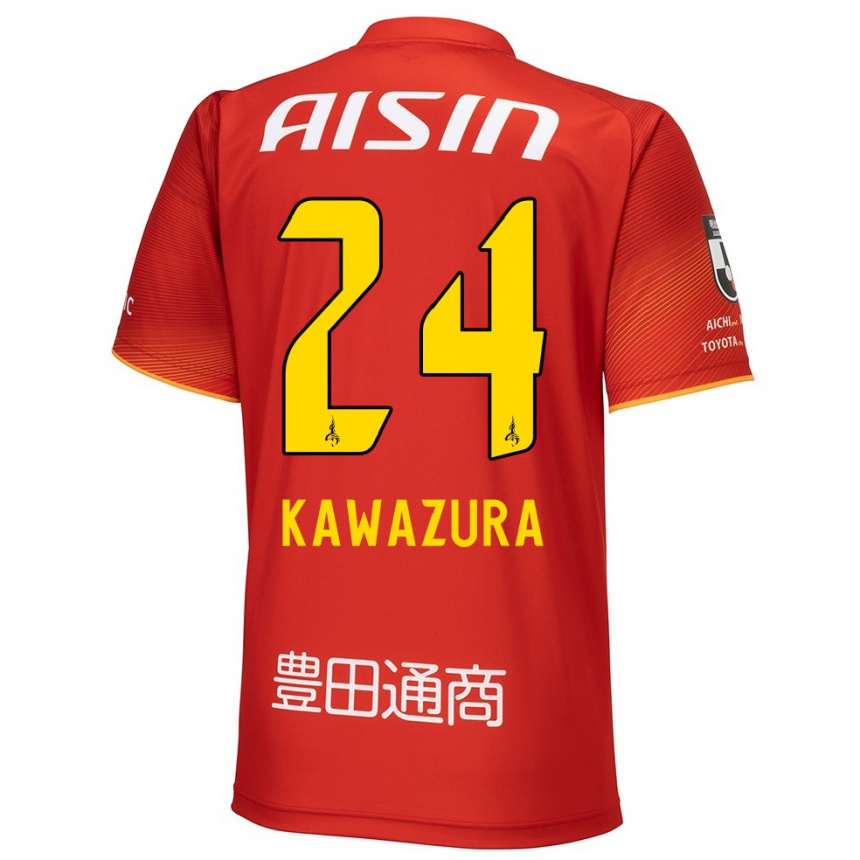 Niño Fútbol Camiseta Akinari Kawazura #24 Rojo Blanco Amarillo 1ª Equipación 2024/25