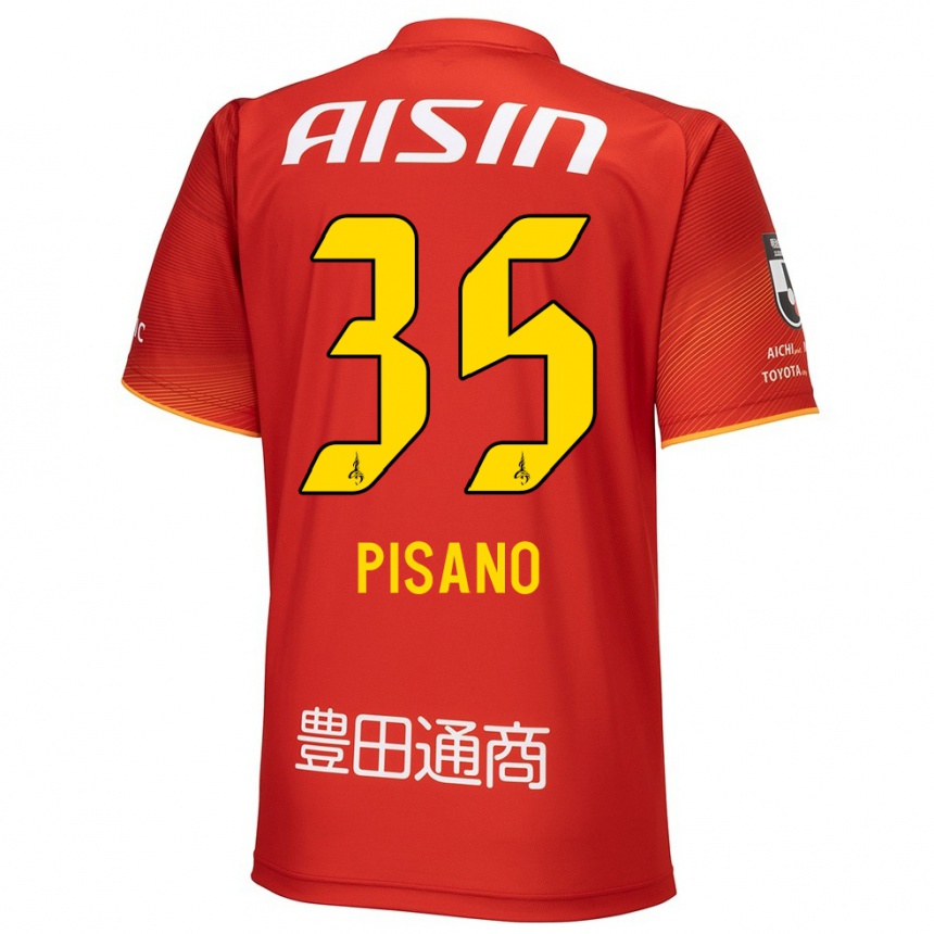 Niño Fútbol Camiseta Alexandre Pisano #35 Rojo Blanco Amarillo 1ª Equipación 2024/25