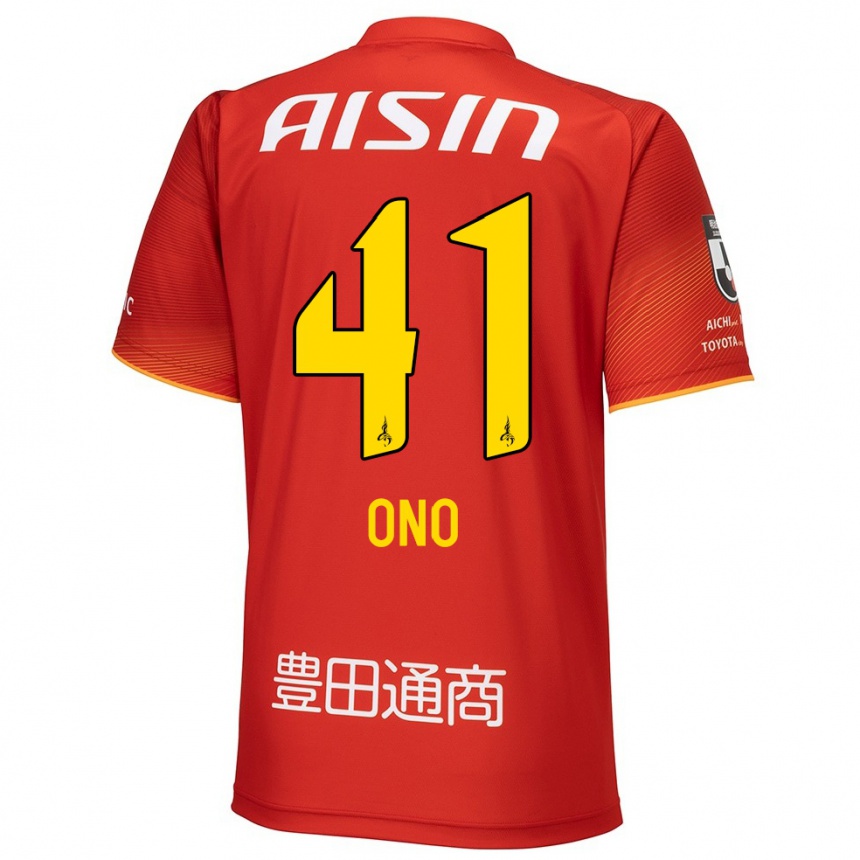 Niño Fútbol Camiseta Masahito Ono #41 Rojo Blanco Amarillo 1ª Equipación 2024/25