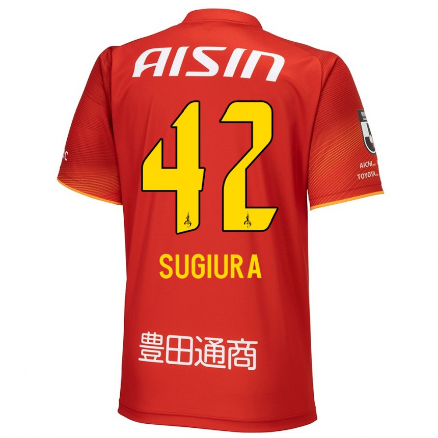 Niño Fútbol Camiseta Shungo Sugiura #42 Rojo Blanco Amarillo 1ª Equipación 2024/25