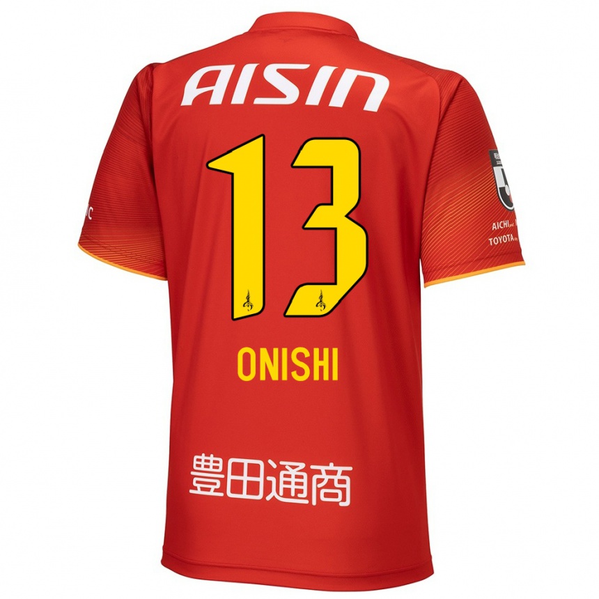 Niño Fútbol Camiseta Ritsu Onishi #13 Rojo Blanco Amarillo 1ª Equipación 2024/25