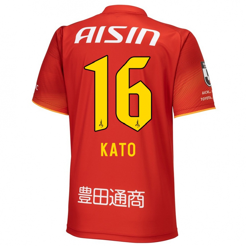 Niño Fútbol Camiseta Naotaro Kato #16 Rojo Blanco Amarillo 1ª Equipación 2024/25