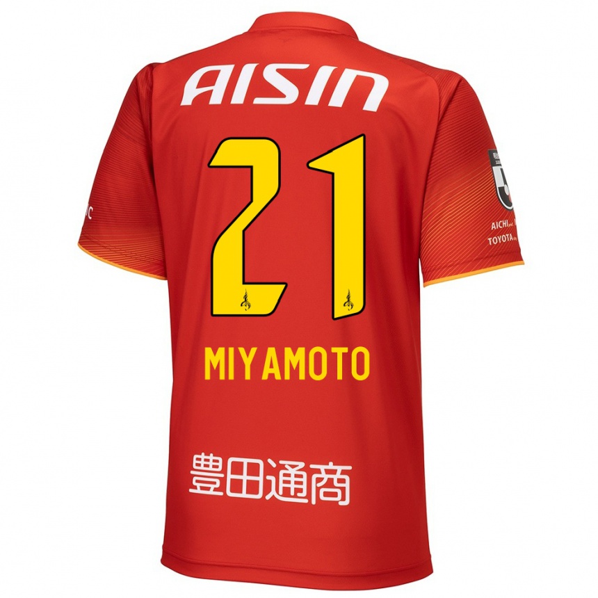 Niño Fútbol Camiseta Kodai Miyamoto #21 Rojo Blanco Amarillo 1ª Equipación 2024/25