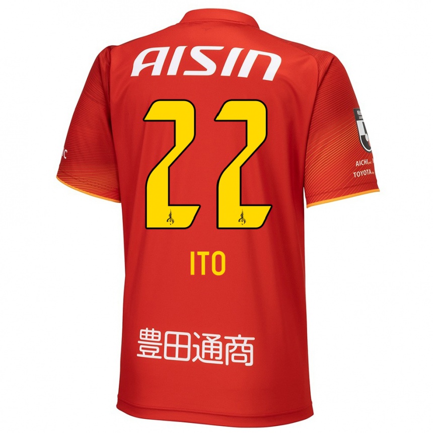 Niño Fútbol Camiseta Ken Ito #22 Rojo Blanco Amarillo 1ª Equipación 2024/25