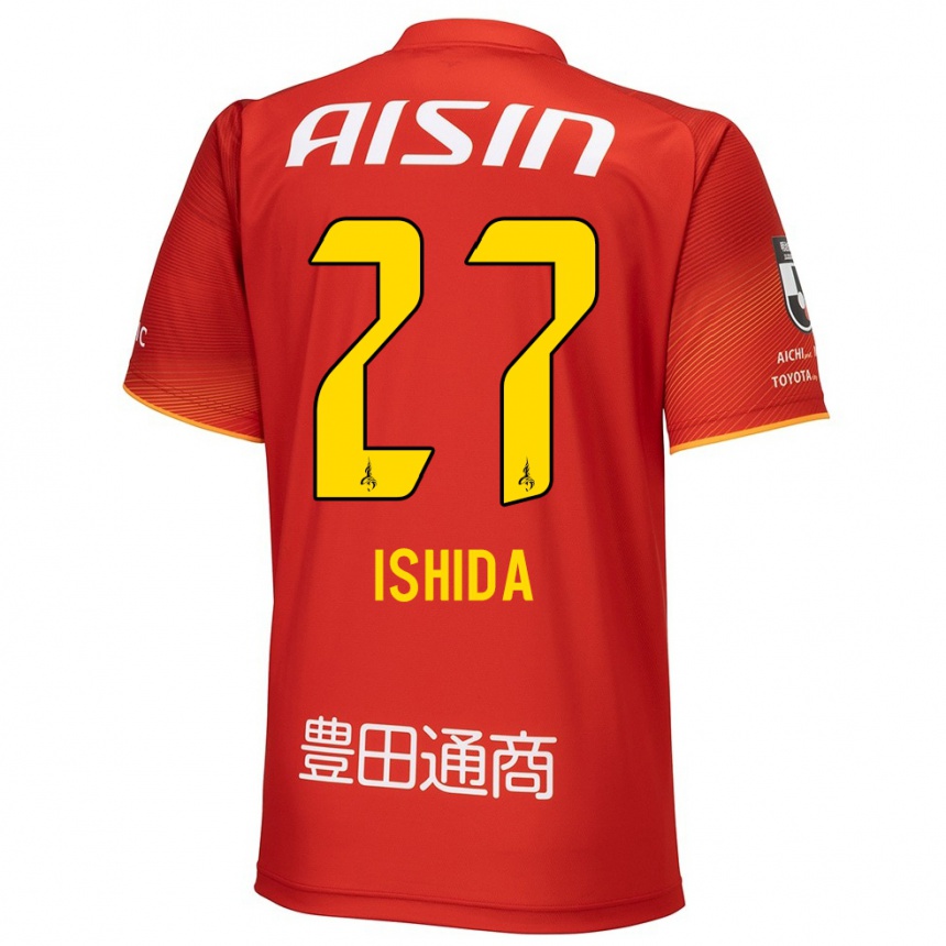 Niño Fútbol Camiseta Kakeru Ishida #27 Rojo Blanco Amarillo 1ª Equipación 2024/25