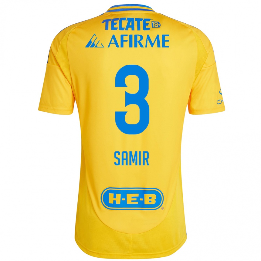 Niño Fútbol Camiseta Samir Caetano #3 Oro Amarillo 1ª Equipación 2024/25