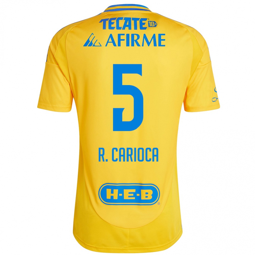 Niño Fútbol Camiseta Rafael Carioca #5 Oro Amarillo 1ª Equipación 2024/25