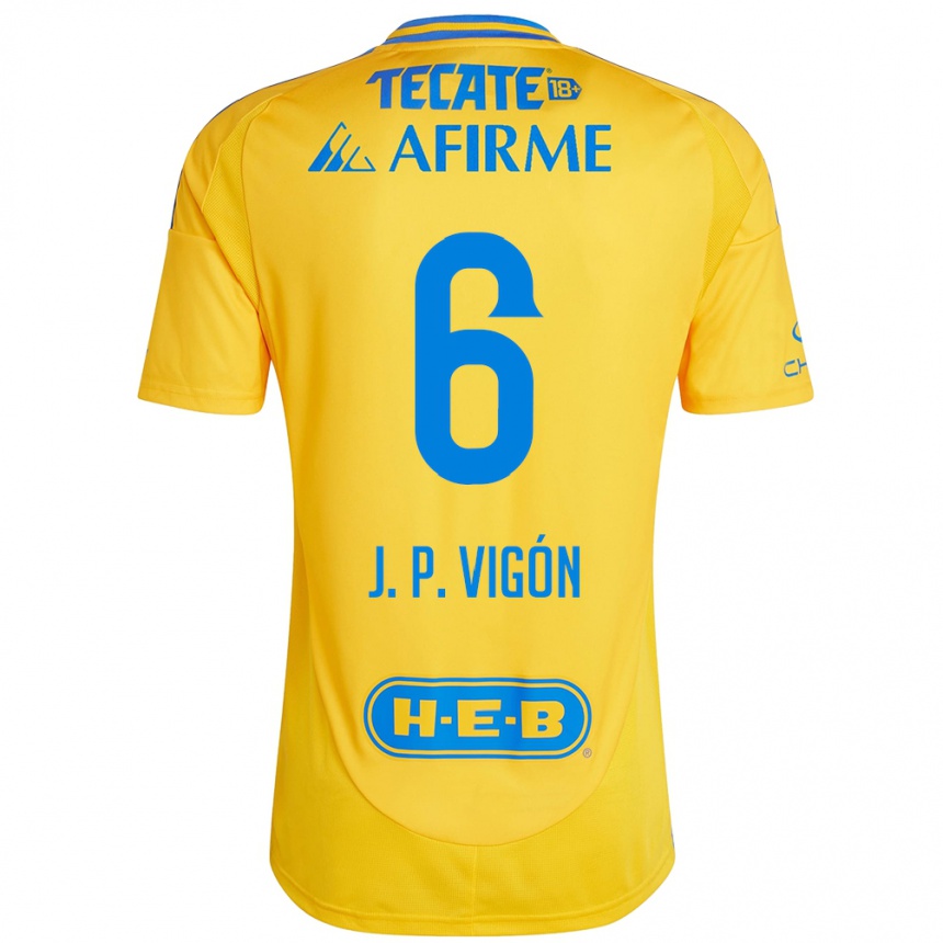 Niño Fútbol Camiseta Juan Pablo Vigón #6 Oro Amarillo 1ª Equipación 2024/25