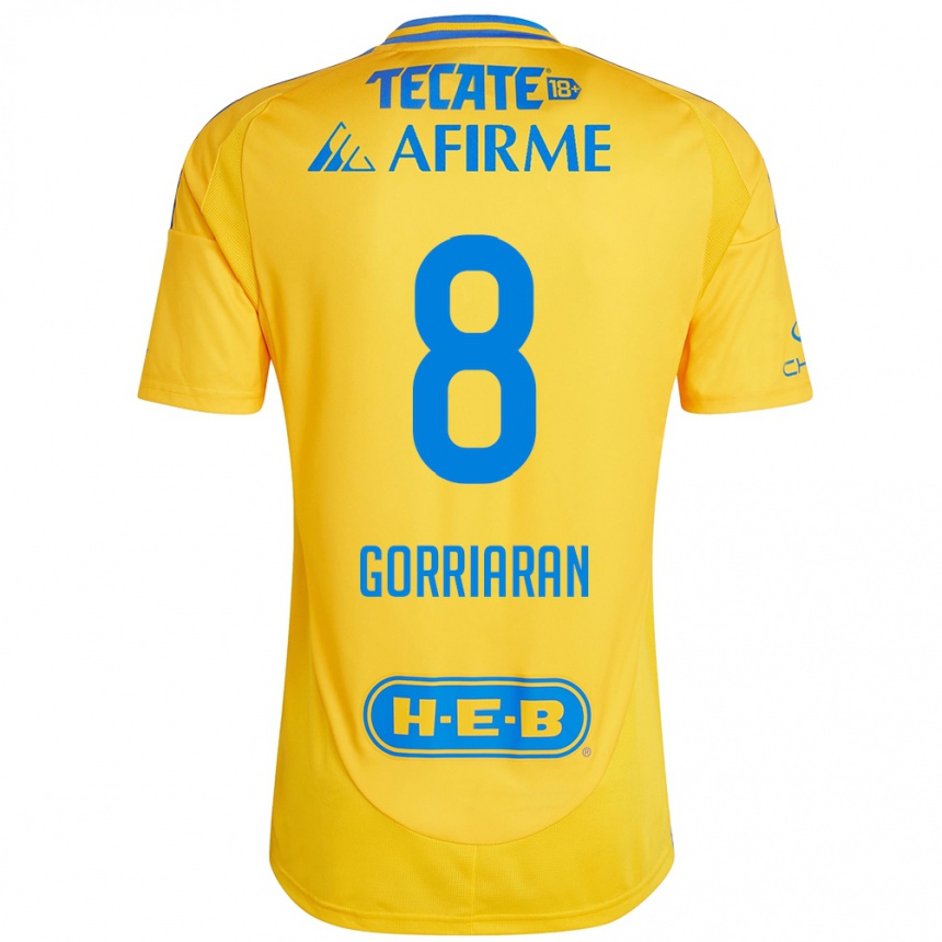 Niño Fútbol Camiseta Fernando Gorriarán #8 Oro Amarillo 1ª Equipación 2024/25