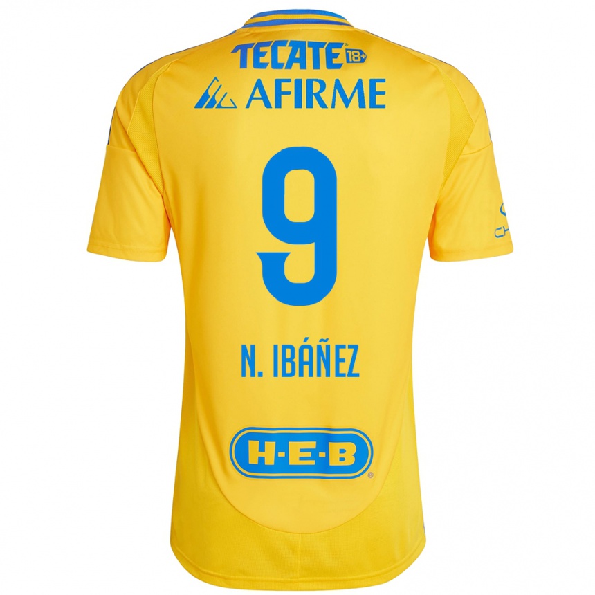 Niño Fútbol Camiseta Nicolás Ibáñez #9 Oro Amarillo 1ª Equipación 2024/25