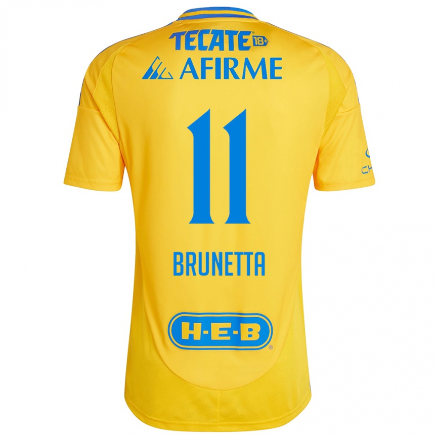 Niño Fútbol Camiseta Juan Brunetta #11 Oro Amarillo 1ª Equipación 2024/25