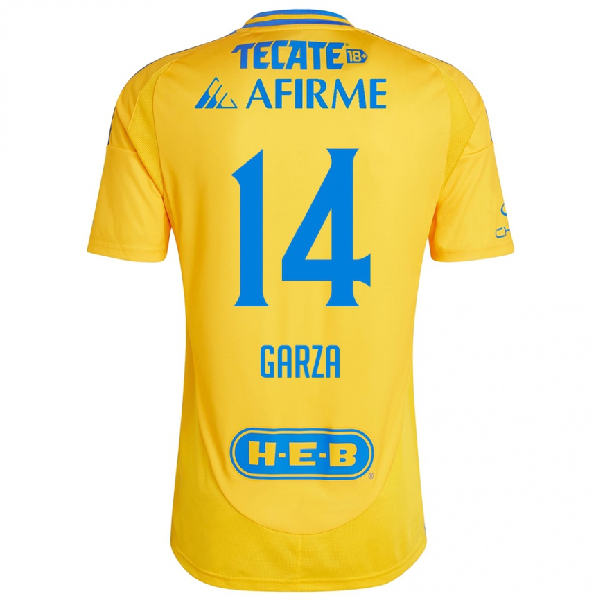 Niño Fútbol Camiseta Jesús Garza #14 Oro Amarillo 1ª Equipación 2024/25