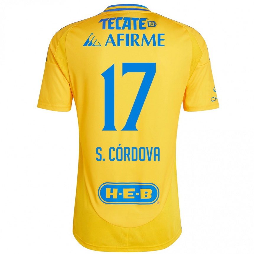 Niño Fútbol Camiseta Sebastián Córdova #17 Oro Amarillo 1ª Equipación 2024/25