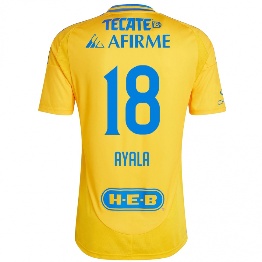 Niño Fútbol Camiseta David Ayala #18 Oro Amarillo 1ª Equipación 2024/25