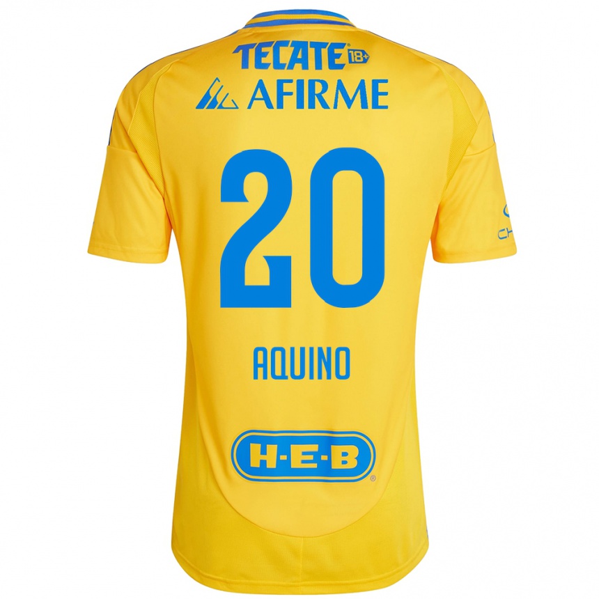 Niño Fútbol Camiseta Javier Aquino #20 Oro Amarillo 1ª Equipación 2024/25