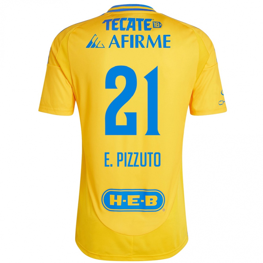 Niño Fútbol Camiseta Eugenio Pizzuto #21 Oro Amarillo 1ª Equipación 2024/25