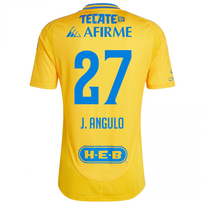 Niño Fútbol Camiseta Jesús Angulo #27 Oro Amarillo 1ª Equipación 2024/25