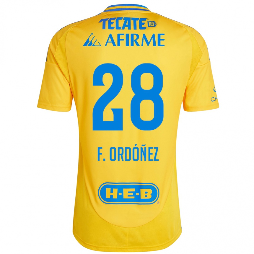 Niño Fútbol Camiseta Fernando Ordóñez #28 Oro Amarillo 1ª Equipación 2024/25